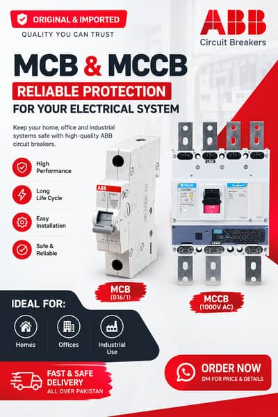 ABB Original Imported MCB & MCCB Circuit Breakers – Reliable Electric