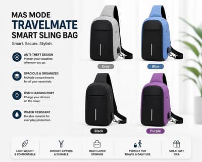 mas mode travelmate smart sling bag anti_thrift USB charging port