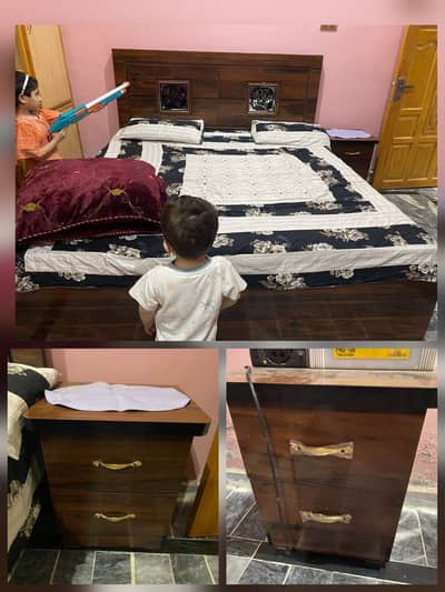 Bed with foam and  side tables for sale