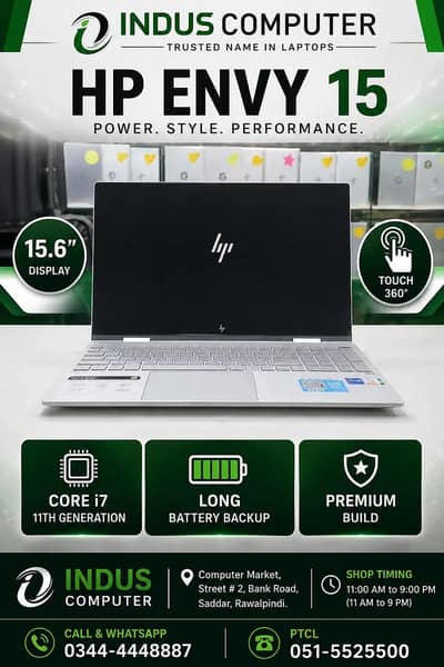 HP Envy 15 15.6" Touch 360° Core i7 11th Generation