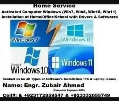 Activated Computer Windows installation with drivers Home Service
