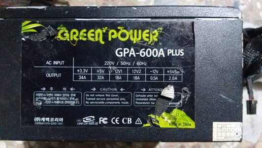 600 Watt Branded Power Supply with 2 GPU Cables, Corsair, Zalman, FSP
