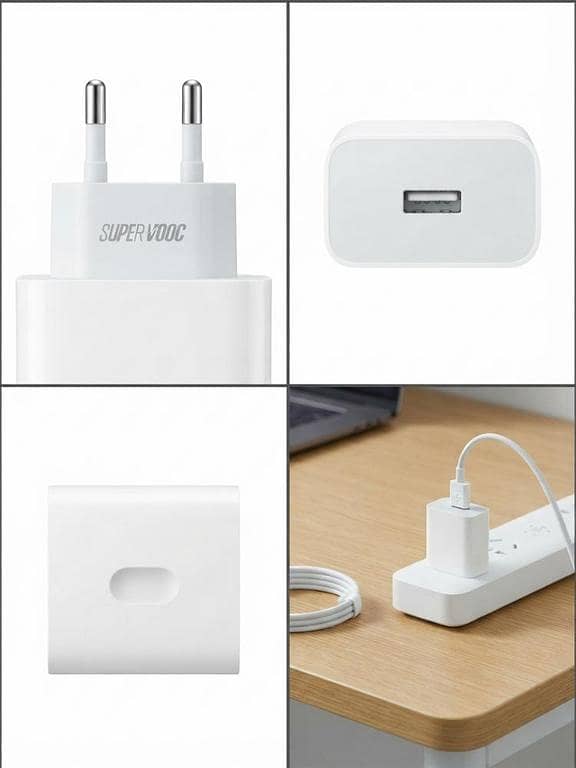 SuperVOOC Fast Charger Adapter with USB-A Port & Type-C Cable