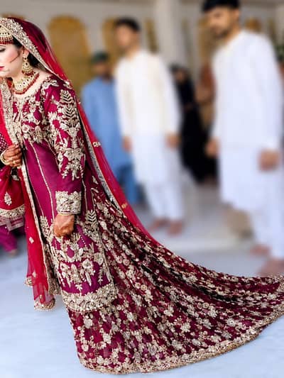 Beautiful Dark Mehroon Bridal Lehnga – 1 Time Wear