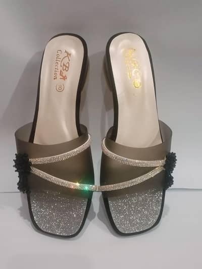 Women's Glitter Sandals Black Rexine Comfortable