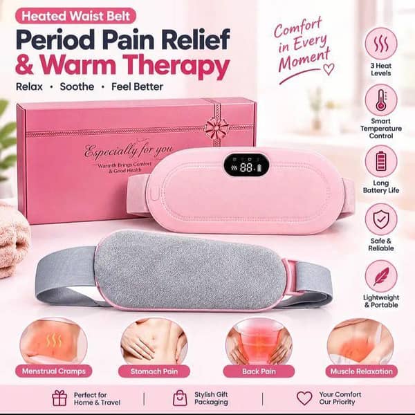 Pain Reliver Rechargeable Heating Belt - Waist Heating Pad Vibrator for Cramps Relief - Portable  Heating Pad for Pain Relief - Electric Heating Pad with Adjustable Temperature