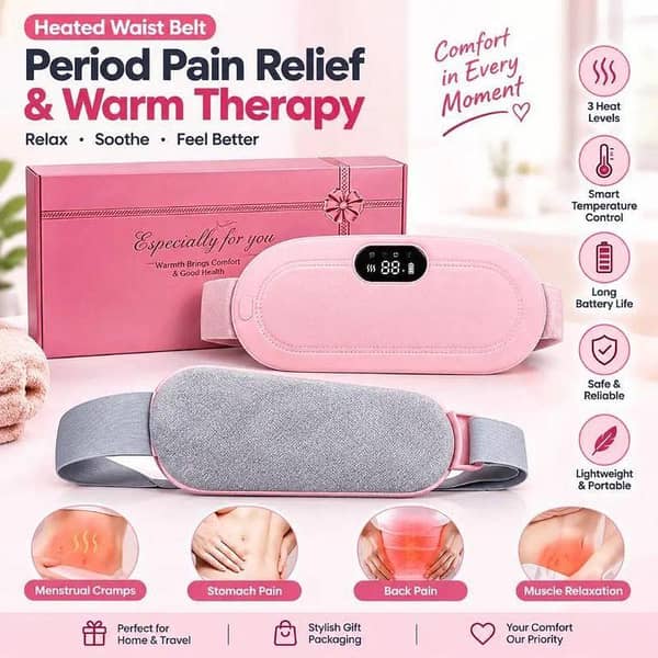 Pain Relief Rechargeable Heating Belt - Waist Heating Vibrator for Pain Relief - Portable  Heating Pad for Pain Relief - Electric Heating Pad with Adjustable Temperature