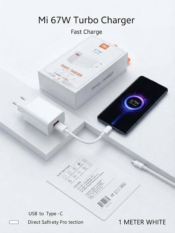Mi 67W Turbo Charger Fast Charge Set with 1m USB to Type-C Cable
