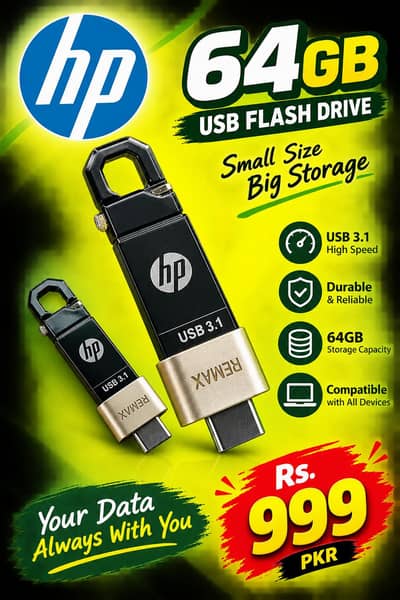 Brand New Original HP 64GB USB Flash Drive | Genuine atom| High Speed