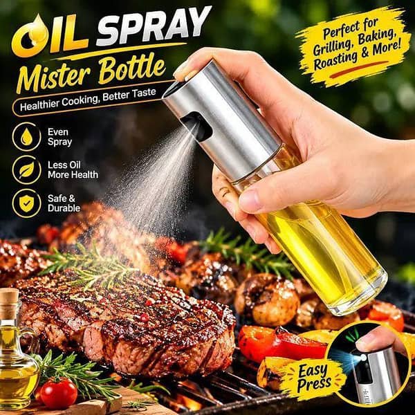 Oil Spray Bottle for Cooking – Refillable Oil Mister Sprayer for Air Fryer, BBQ, Grilling, Baking & Kitchen Use