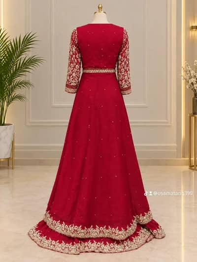 bridal lehnga 3 piece gown style border dubbta