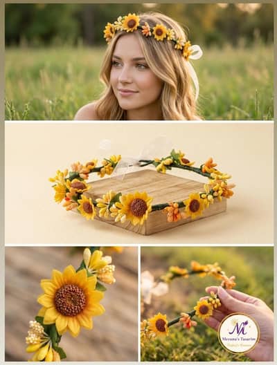 Handcrafted Sunflower Crown – Custom Floral Hair Accessory