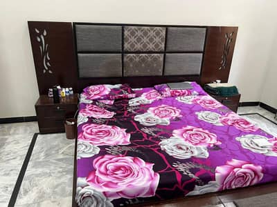 King size bed with matress and side tables