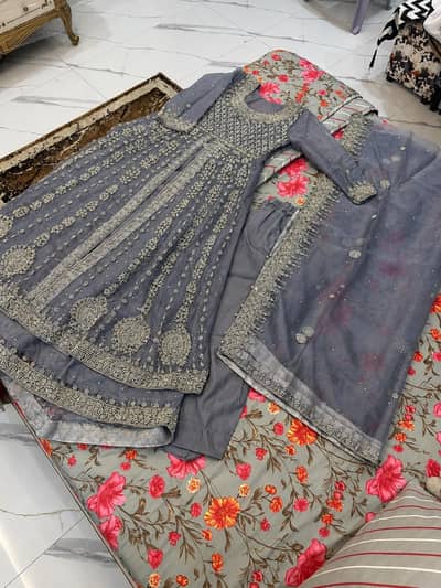 Beautiful Grey Embroidered formal bridal Dress