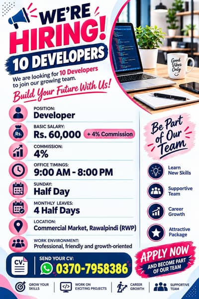 We Are Hiring Male Female