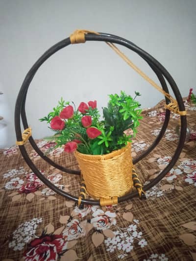 Handmade Hanging Basket with Artificial Flowers | Home Decor