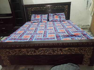 king Size Wooden bed with side tables
