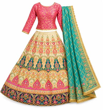 **Beautiful Embroidered Lehenga 3-Piece Suit – Heavy Work**