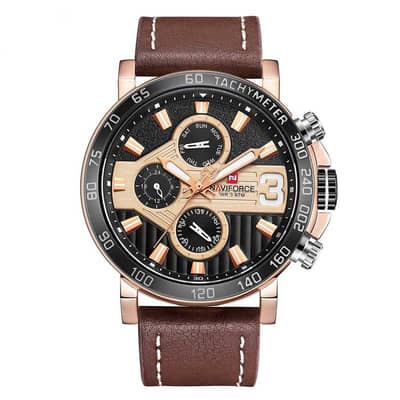 NAVIFORCE NF9137 RG/B/BN brown leather men’s watch