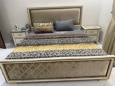 Solid wood brand bed n side tables