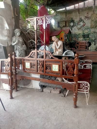 antique original wood double bed 80 years old solid burma teak wood