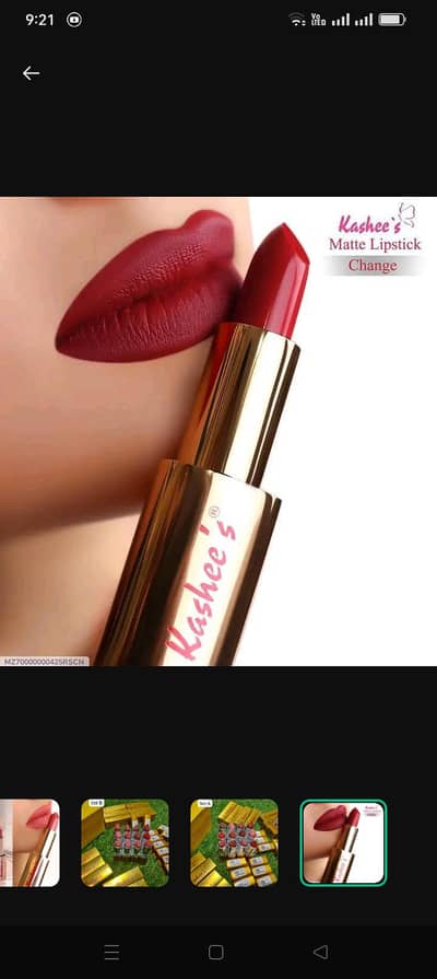 Kashee's Matte Lipstick Gold Tube - Long Lasting Bold Red - Original