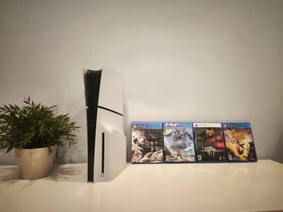 PS5 Slim 1TB & Disc Drive & Controller - With Games