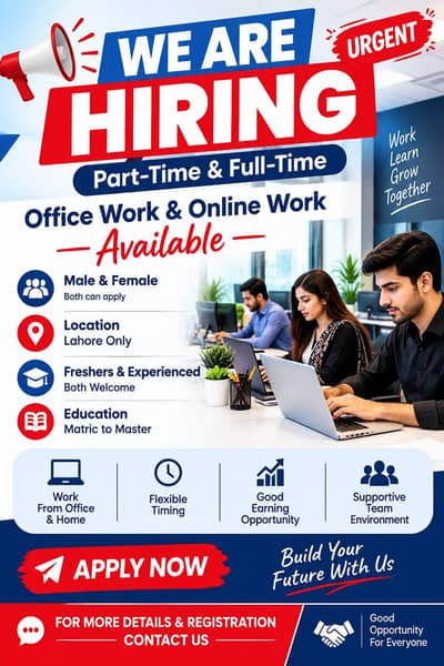job avaliable male and female no age limit