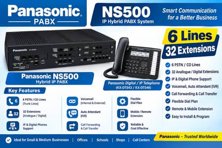 Panasonic KX-NS500 IP Digital PBX Telephone Exchange Price (6+34+2