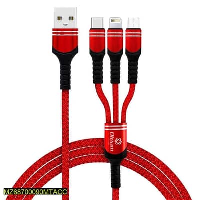 3-in-1 Fast Charging USB Cable – Type-C, Micro USB & Lightning