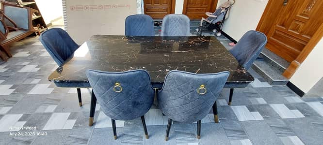 Brand New Dining Table with 6 Wooden Chairs – Used for Only 1 Week