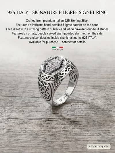 Italian 925 silver Ring for man