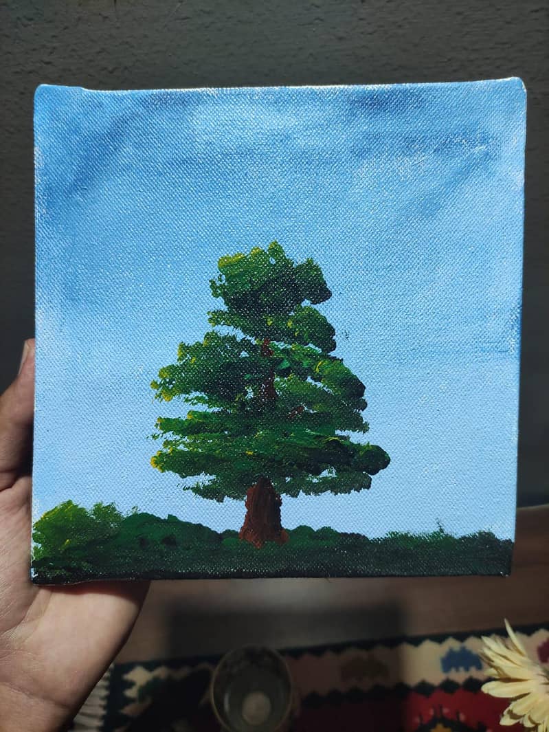 hand-painted-evergreen-tree-original-nature-canvas-artwork-wall