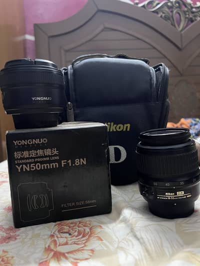 Nikon D5200 sale with 2 lens nikon 18/55 and 50mm yongnuo