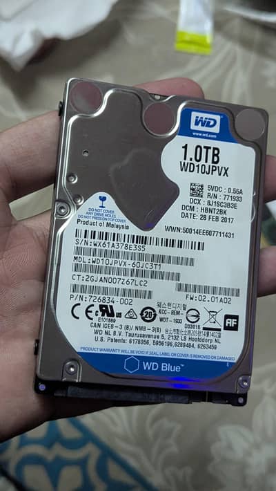 100% health WD Blue 1TB Hard Drive Laptop and external use