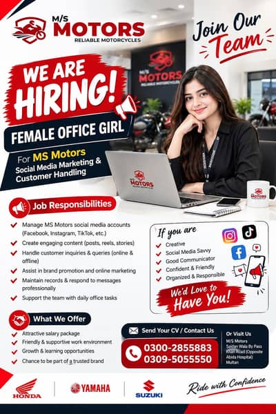 office girl needed for customer handling and social media marketing