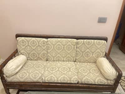 5 seater wooden sofa set with 2 side tables