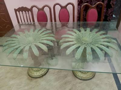 Dinning table 12 mm mirror with 6 chairs