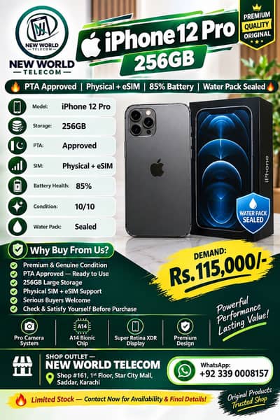 iPhone 12 Pro 256 GB | PTA Approved  | Physical + eSIM | Sealed
