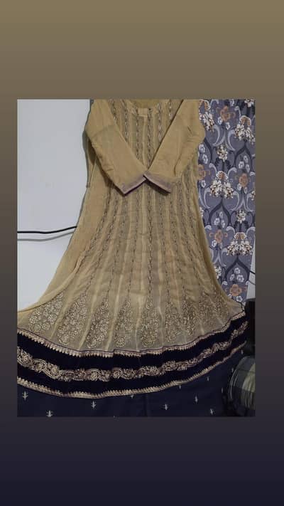 heavy embroidery skin and gold chiffon kaliyun wali maxi