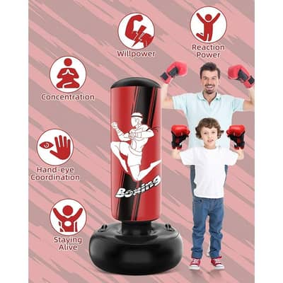 Kids Punching Bag - 63" Inflatable Boxing Bag with Boxing Gloves