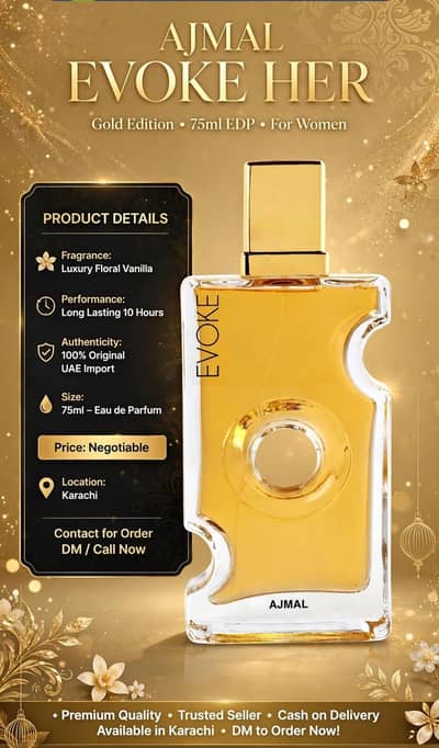 Ajmal Evoke For Her Gold Edition Eau De Perfume 75ml-100% Original