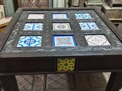 Handicrafts table set in old wood for sale