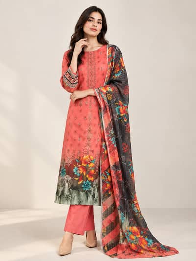 Unstitched 3-Piece Bana Dora Linen with Diamond Dupatta