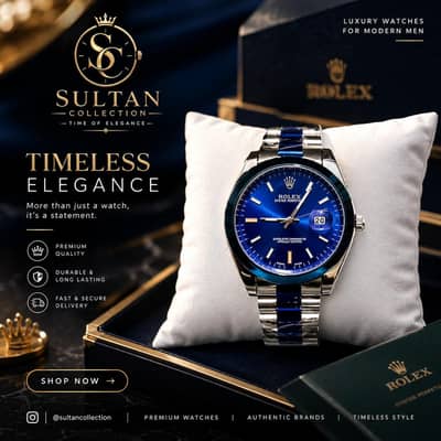 Luxury Rolex Datejust blue Dial Silver Chain Watch - Brand New