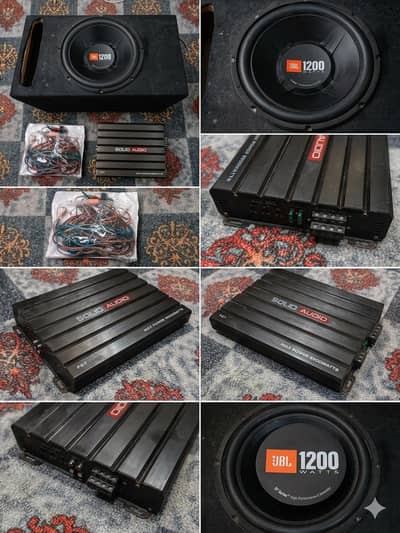 Complete Car Audio Setup - JBL 1200W Woofer + Solid Audio 5500W Amp