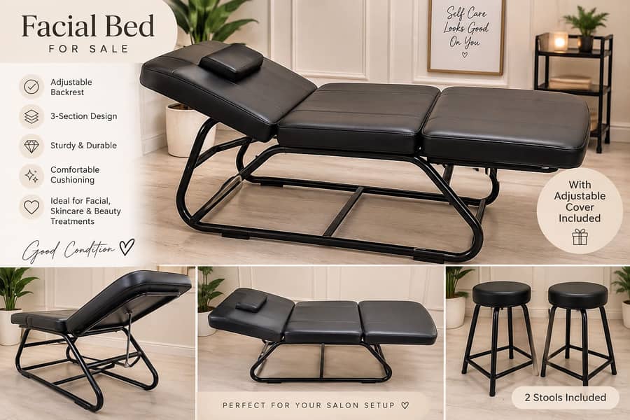 Facial bed with 2 stools 0