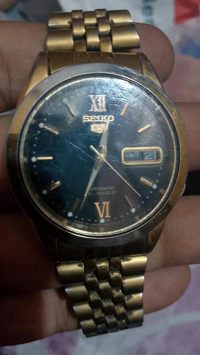 Seiko 5 Automatic 21 Jewels- Arabic Day Date- Gold-Japan-Orignal