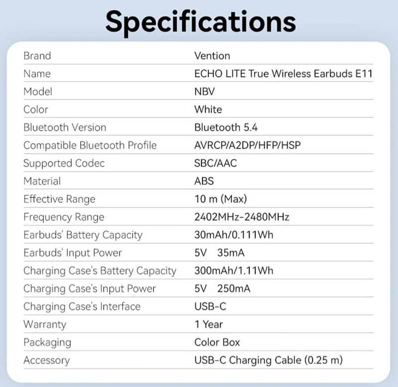 Echo Lite E11 True Wireless Bluetooth Earbuds | NBVW0 3