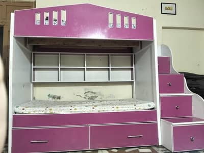 triple bunk bed with drawer stairs
